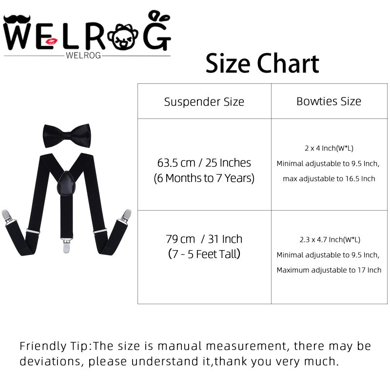 WELROG Kids Suspender Bow Tie Sets - Adjustable Braces With Bowtie Gift Idea for Boys and Girls (Black) - Image 3